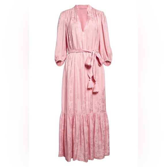 Mille Resort and Travel Ada Tassel Belted Dress in Pink Jacquard - Picture 1 of 10